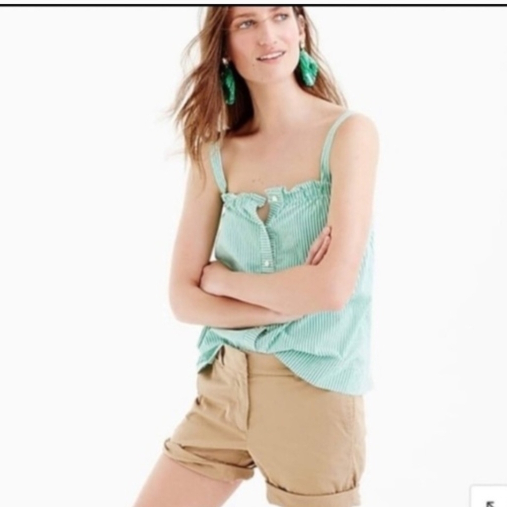J. Crew Mint Green Stripe Tie-Front Tank Top